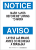 Brady B-120 Fiberglass Reinforced Polyester Rectangle White Personal Hygiene Sign - 14 in Width x 10 in Height - Language English / Spanish - 87714 -- 754476-87714 - Image