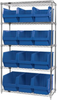 Open Wire Shelving, 5Shelves, 12Bin, Blu; Shelving Unit Type Quantum Storage - 44AC8146 - Newark, An Avnet Company
