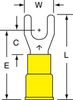3M Scotchlok Yellow Non-Locking Brazed Vinyl Brazed Fork & Spade Terminal MV10-10FX - 1.03 in Length - 0.38 in Fork Width - #10 Stud - 051128-58763 - R. S. Hughes Company, Inc.