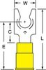 3M Scotchlok Yellow Locking Brazed Vinyl Brazed Fork & Spade Terminal MV10-14FLK - 1.24 in Length - 0.43 in Fork Width - 1/4 in Stud - 054007-13972 - R. S. Hughes Company, Inc.