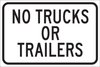Brady B-555 Aluminum Rectangle White Restricted Vehicle Sign - 18 in Width x 12 in Height - TEXT: NO TRUCKS OR TRAILERS - 124455 - 754473-80690 - R. S. Hughes Company, Inc.