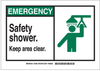 Brady B-555 Aluminum Rectangle White Eyewash & Shower Sign - 10 in Width x 7 in Height - TEXT: EMERGENCY SAFETY SHOWER KEEP AREA CLEAR - 46484 - 754476-46484 - R. S. Hughes Company, Inc.