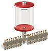 Red Color Key, Clear View Multiple Feed Manual Lubricator, 1/2 gal Acrylic Reservoir, 17 Feeds, 1/8