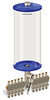 Blue Color Key, Clear View Multiple Feed Electro Lubricator, 1 gal Acrylic Reservoir, 10 Feeds, 1/4” OD Tube Outlets, 120V/60Hz - B5162-128AB1012061BW - Oil-Rite Corp.