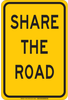 Brady B-302 Polyester Rectangle Yellow Stop Signs, Traffic Control Signs & Banners Sign - 12 in Width x 18 in Height - Laminated - TEXT: SHARE THE ROAD - 129443 - 754473-78513 - R. S. Hughes Company, Inc.