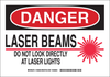 Brady B-302 Polyester Rectangle White Laser Hazard Sign - 14 in Width x 10 in Height - Laminated - TEXT: DANGER LASER BEAMS DO NOT LOOK DIRECTLY AT LASER LIGHTS - 129263 - 754473-78333 - R. S. Hughes Company, Inc.