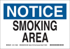 Brady B-558 Recycled Film Rectangle White Smoking Permitted Sign - 14 in Width x 10 in Height - TEXT: NOTICE SMOKING AREA - 118249 - 754473-18045 - R. S. Hughes Company, Inc.