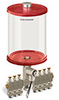 Red Color Key, Clear View Multiple Feed Electro Lubricator, 1/2 gal Pyrex Reservoir, 7 Feeds, 1/8