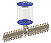 Blue Color Key, Clear View Multiple Feed Electro Lubricator, 1/2 gal Acrylic Reservoir, 23 Feeds, 1/4” OD Tube Outlets, 24VDC - B5162-064AB23024D1BW - Oil-Rite Corp.