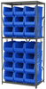 Akro-Mils Akrobin 6500 lb Adjustable Blue Gray Powder Coated Steel 22 ga Open Adjustable Fixed Shelving System - 24 Bins - 6500 lb Total Capacity - AS2479287 BLUE - AS2479287 BLUE - R. S. Hughes Company, Inc.
