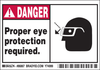 Brady B-302 Black / Red on White Polyester Machine & Equipment Safety Label - 5 in Width - 3 1/2 in Height - Printed Text = DANGER - PROPER EYE PROTECTION REQUIRED. - 86867 - 754476-86867 - R. S. Hughes Company, Inc.