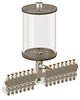 Clear View Multiple Feed Manual Lubricator, 1/2 gal Pyrex Reservoir, 15 Feeds, 1/4” OD Tube Outlets - B4463-064PB151W - Oil-Rite Corp.