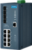 8FE PoE and 4G SFP Managed Ethernet Switch, IEEE802.3af/at, 46~57VDC, -40~75℃ -- EKI-7712E-4FPI-BE - Image