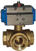Pneumatic Actuated Ball Valve -- 8P0129/8P0131(T,L) 3-Way Brass - Image