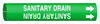 Brady B-915 White on Green Plastic Strap-On Pipe Marker - 2 1/2 in Character Height - Printed Msg = SANITARY DRAIN with Right Arrow - 4122-G - 754476-48043 - R. S. Hughes Company, Inc.