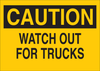 Brady B-401 Polystyrene Rectangle Yellow Truck & Forklift Warehouse Traffic Sign - 14 in Width x 10 in Height - TEXT: WATCH OUT FOR TRUCKS - 22720 - 754476-22720 - R. S. Hughes Company, Inc.