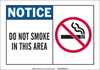 Brady B-555 Aluminum Rectangle White Smoking Not Permitted Sign - 14 in Width x 10 in Height - TEXT: NOTICE DO NOT SMOKE IN THIS AREA - 46764 - 754476-46764 - R. S. Hughes Company, Inc.