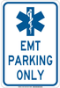 Brady B-555 Aluminum Rectangle White Parking Restriction, Permission & Information Sign - 12 in Width x 18 in Height - TEXT: EMT PARKING ONLY - 129672 - 754473-78742 - R. S. Hughes Company, Inc.