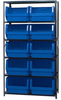 Open Shelving, 6Shelves, 10Bins, Blue; Shelving Unit Type Quantum Storage - 44AC5688 - Newark, An Avnet Company