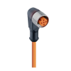 M12 Standard Sensor/Actuator Single-Ended Cordset: Female, angled, 5-pin, A-coded, translucent body, 50 V AC / 60 V DC, 4 A; PVC orange cable, 5-wires, 4x0.34 mm²+1x0.50 mm²(GNYE) - RKWT 5-70 - Belden Inc.