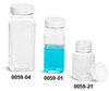 Clear Square PET Bottles with White Ribbed Caps -- 0059-04