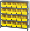 Open Shelving, 5Shelves, 20Bins, Yellow; Shelving Unit Type Quantum Storage - 44AC8932 - Newark, An Avnet Company