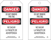 Brady B-837 Black / Red on White Polyester / Paper Equipment Safety Tag - 4 in Width - 7 in Height - Printed Msg = DANGER / PELIGRO - DO NOT REMOVE THIS TAG / NO SACAR LA TARJETA DE ADVERTENCIA - Has - 754476-86468 - R. S. Hughes Company, Inc.