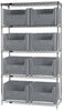 Open Wire Shelving, 5Shelves, 8Bin, Grey; Shelving Unit Type Quantum Storage - 44AC8163 - Newark, An Avnet Company