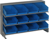 Sloped Bench Rack, 3Shelves, 12Bins, Blu; Shelving Unit Type Quantum Storage - 44AC6438 - Newark, An Avnet Company