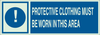 Brady Bradyglo B-324 Polyester Rectangle Personal Protection Equipment (PPE) Sign - 14 in Width x 5 in Height - Glow in the Dark - TEXT: PROTECTIVE CLOTHING MUST BE WORN IN THIS AREA - 90587 - 754476-90587 - R. S. Hughes Company, Inc.