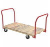 Akro-Mils 1 3000 lb Powder Coated Wood Platform Truck - Open Handle - 54 in Deck Length - 5 in 2 Swivel, 2 Rigid Polyolefin Casters - RPT27541B5P5 -- RPT27541B5P5 - Image