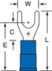 3M Scotchlok Blue Non-Locking Butted Nylon Butted Fork & Spade Terminal MNG14-10FX - 0.91 in Length - 0.34 in Fork Width - #10 Stud - 051128-58667 - R. S. Hughes Company, Inc.
