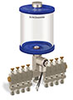 Blue Color Key, Clear View Multiple Feed Electro Lubricator, 1 qt Pyrex Reservoir, 8 Feeds, 1/4” OD Tube Outlets, 120V/60Hz - B5162-032PB0812061BW - Oil-Rite Corp.