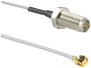 RP-SMA female bulkhead to right angle U.FL female with 100mm of 1.13mm cable -- CSI-RSFB-100-UFFR - Image