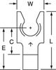 3M Scotchlok Yellow Locking Brazed Non-Insulated Brazed Fork & Spade Terminal M10-14FLX - 0.94 in Length - 0.43 in Fork Width - 1/4 in Stud - 051128-58831 - R. S. Hughes Company, Inc.
