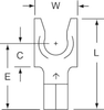 3M Scotchlok Yellow Locking Butted Non-Insulated Butted Fork & Spade Terminal MU10-14FLK - 0.94 in Length - 0.43 in Fork Width - 1/4 in Stud - 054007-02105 - R. S. Hughes Company, Inc.