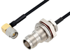 SMA Male Right Angle to TNC Female Bulkhead Cable 50 cm Length Using PE-SR405FLJ Coax with HeatShrink - PE3W03175/HS-50CM - Pasternack