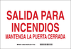 Brady B-555 Aluminum Rectangle White Exit Sign - 14 in Width x 10 in Height - Language Spanish - TEXT: SALIDA PARA INCENDIOS MANTENGA LA PUERTA CERRADA - 38540 - 754473-38540 - R. S. Hughes Company, Inc.
