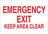 Brady B-401 High Impact Polystyrene Rectangle White Emergency & Fire Exit Sign - 14 in Width x 10 in Height - TEXT: EMERGENCY EXIT KEEP AREA CLEAR - 22479 - 754476-22479 - R. S. Hughes Company, Inc.