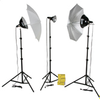 KT750U THRIFTY BASIC KIT: 3-LIGHT 750 TOTAL WATT KIT WITH UMBRELLAS - 401431 - Smith-Victor Corporation