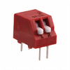 Switch DIP ON OFF SPST 2 Piano 0.15A 30VDC PC Pins 2000Cycle/SwitchCycle 2.54mm Thru-Hole Tube -- 330-76PSB02ST - Image