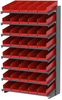 Akro-Mils APRS 900 lb Red Gray Powder Coated Steel 16 ga Single Sided Fixed Rack - 36 3/4 in Overall Length - 48 Bins - Bins Included - APRS18138 RED - APRS18138 RED - R. S. Hughes Company, Inc.