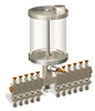 (Formerly B3153-4X-11F), Multiple Feed Manual Lubricator, 1 qt Acrylic Reservoir, 11 Feeds - B3153-032A11B111GW - Oil-Rite Corp.
