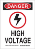Brady B-555 Aluminum Rectangle White Electrical Safety Sign - 10 in Width x 14 in Height - TEXT: DANGER HIGH VOLTAGE - 45428 - 754476-45428 - R. S. Hughes Company, Inc.
