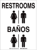 Brady B-555 Aluminum Rectangle White Restroom Sign - 10 in Width x 14 in Height - Language English / Spanish - TEXT: RESTROOMS / BANOS - 38484 - 754473-38484 - R. S. Hughes Company, Inc.