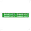Brady B-946 White on Green Vinyl Self-Adhesive Pipe Marker - 1 1/8 in Height - 3/4 in Character Height - 7 in Length - Printed Msg = TOWER WATER SUPPLY - 7287-4 - 754476-91838 - R. S. Hughes Company, Inc.