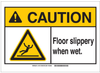 Brady B-555 Aluminum Rectangle White Maintenance Sign - 10 in Width x 7 in Height - TEXT: CAUTION Floor Slippery When Wet - 144716 -- 754473-99033