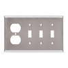 4-Gang 3 Toggle & 1 Duplex Combination Wall Plates, Stainless Steel Standard Size Polished Finish - 72SBS - Suzhou Ele Mfg Co., Ltd.