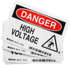 Brady Polyester Rectangle White Electrical Safety Sign - 3.5 in Width x 5 in Height - Laminated - TEXT: DNGR.HIGH VOLTAGE - 86139 - 754473-86139 - R. S. Hughes Company, Inc.