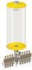 Yellow Color Key, Clear View Multiple Feed Electro Lubricator, 1 gal Acrylic Reservoir, 9 Feeds, 1/4” OD Tube Outlets, 24VDC - B5162-128AB09024D1YW - Oil-Rite Corp.